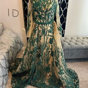 Elegant Green Embroidered Gown